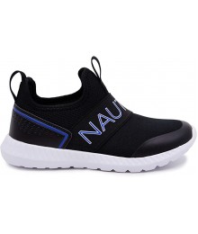 Nautica Black With Nautica Strap Inscription Fabric Slip On Sneaker